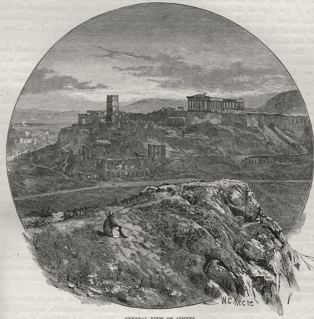 ATHENS. General View of Athens 1882 old antique vintage print picture
